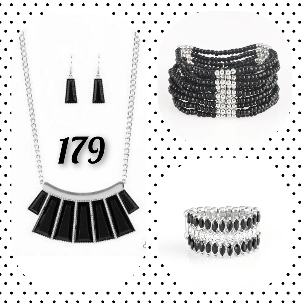 Black and Silver Necklace Set w/ Bracelet,Ring
